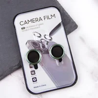 Защитное стекло Metal Classic на камеру (в упак.) для Apple iPhone 15 (6.1") / 15 Plus (6.7") Зеленый / Dark green