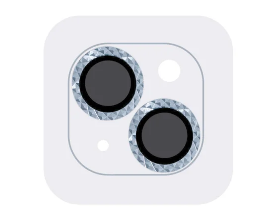 Захисне скло Metal Shine на камеру (в упак.) Apple iPhone 15 (6.1") / 15 Plus (6.7") Блакитний / Light Blue