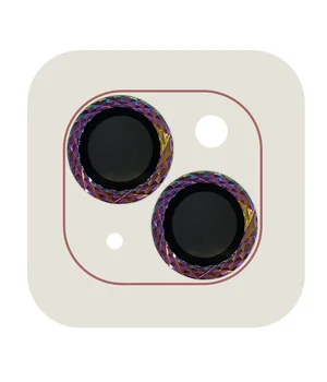 Захисне скло Metal Shine на камеру (в упак.) Apple iPhone 15 (6.1") / 15 Plus (6.7") Бузковий / Rainbow