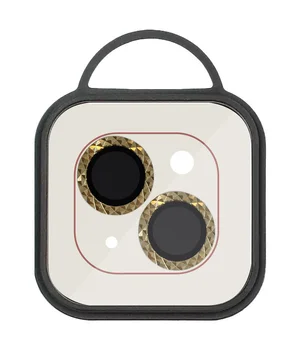 Захисне скло Metal Shine на камеру (в упак.) Apple iPhone 15 (6.1") / 15 Plus (6.7") Золотий / Gold