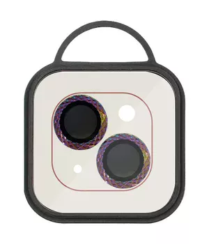 Захисне скло Metal Shine на камеру (в упак.) Apple iPhone 15 (6.1") / 15 Plus (6.7") Бузковий / Rainbow