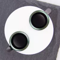 Защитное стекло Metal Classic на камеру (в упак.) для Apple iPhone 15 (6.1") / 15 Plus (6.7") Зеленый / Dark green