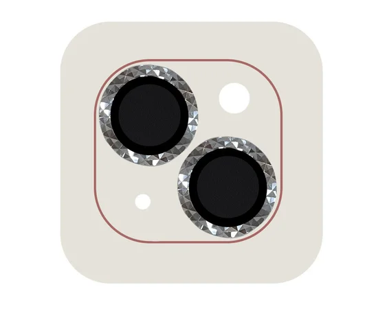 Защитное стекло Metal Shine на камеру (в упак.) для Apple iPhone 15 (6.1") / 15 Plus (6.7") Серебряный / Silver