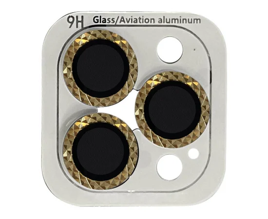 Захисне скло Metal Shine на камеру (в упак.) Apple iPhone 15 Pro (6.1") / 15 Pro Max (6.7") Золотий / Gold