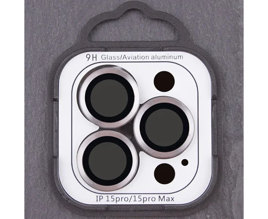 Захисне скло Metal Classic на камеру (в упак.) Apple iPhone 15 Pro (6.1") / 15 Pro Max (6.7") Сірий / Titanium Gray