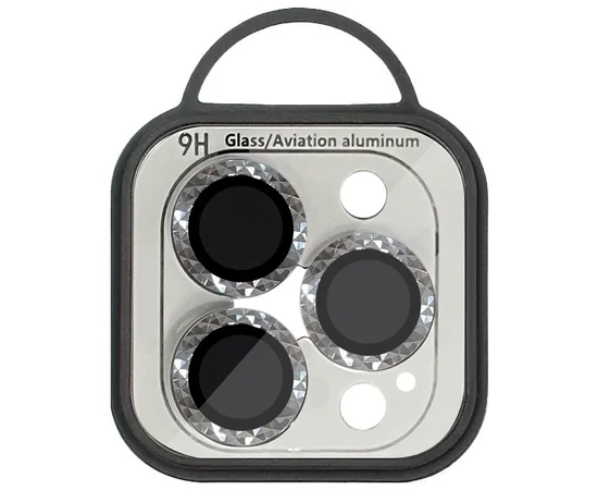 Защитное стекло Metal Shine на камеру (в упак.) для Apple iPhone 15 Pro (6.1") / 15 Pro Max (6.7") Серебряный / Silver