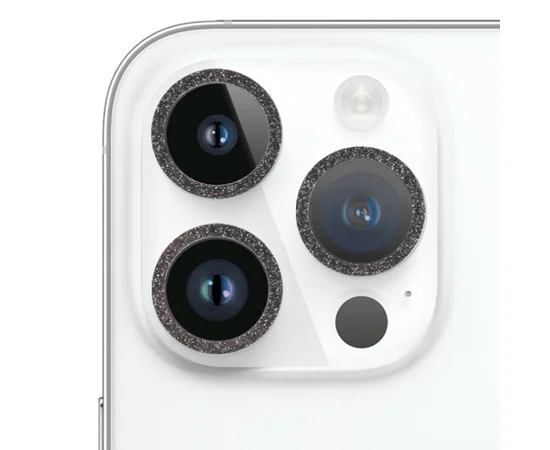 Защитное стекло Metal Sparkles на камеру (в упак.) для Apple iPhone 15 Pro (6.1") /15 Pro Max (6.7") Черный / Midnight