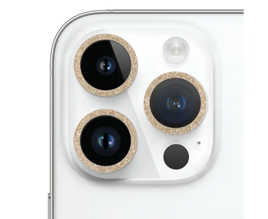 Захисне скло Metal Sparkles на камеру (в упак.) Apple iPhone 15 Pro (6.1") /15 Pro Max (6.7") Золотий / Gold
