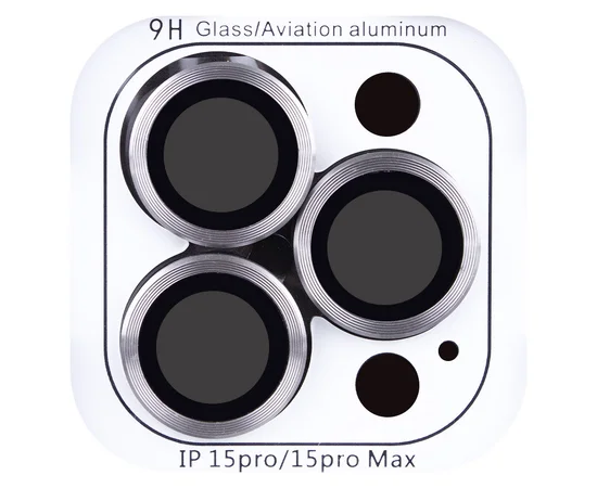 Захисне скло Metal Classic на камеру (в упак.) Apple iPhone 15 Pro (6.1") / 15 Pro Max (6.7") Сірий / Titanium Gray