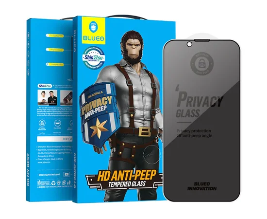 Захисне 2.5D скло Blueo Full Cover Anti-Peep для Apple iPhone 15 Pro (6.1") Чорний