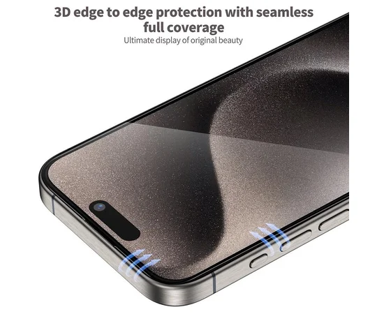 Защитное 3D стекло Blueo Hot Bending для Apple iPhone 15 Pro (6.1") (+ аппликатор) Черный