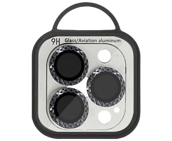 Защитное стекло Metal Shine на камеру (в упак.) для Apple iPhone 15 Pro (6.1") / 15 Pro Max (6.7") Черный / Midnight