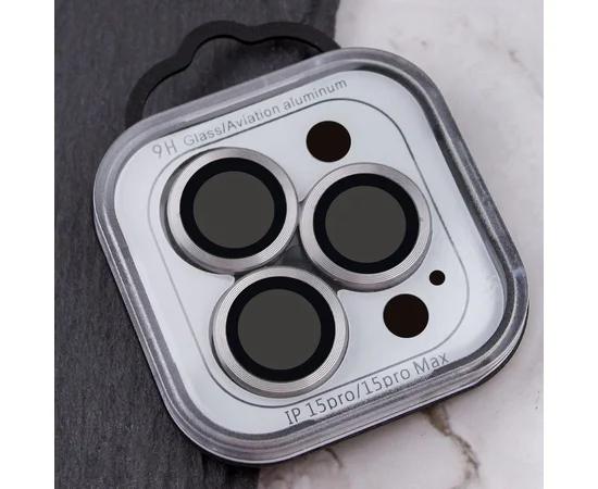 Захисне скло Metal Classic на камеру (в упак.) Apple iPhone 15 Pro (6.1") / 15 Pro Max (6.7") Сірий / Titanium Gray