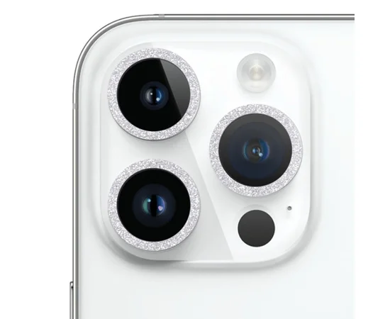 Защитное стекло Metal Sparkles на камеру (в упак.) для Apple iPhone 15 Pro (6.1") /15 Pro Max (6.7") Серебряный / Silver