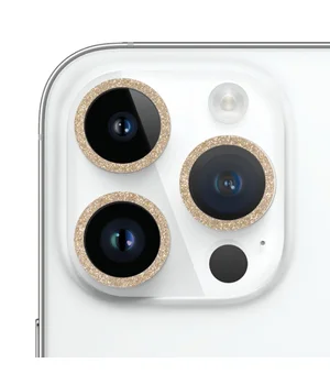 Захисне скло Metal Sparkles на камеру (в упак.) Apple iPhone 15 Pro (6.1") /15 Pro Max (6.7") Золотий / Gold