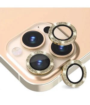 Захисне скло Metal Sparkles на камеру (в упак.) Apple iPhone 15 Pro (6.1") /15 Pro Max (6.7") Золотий / Gold
