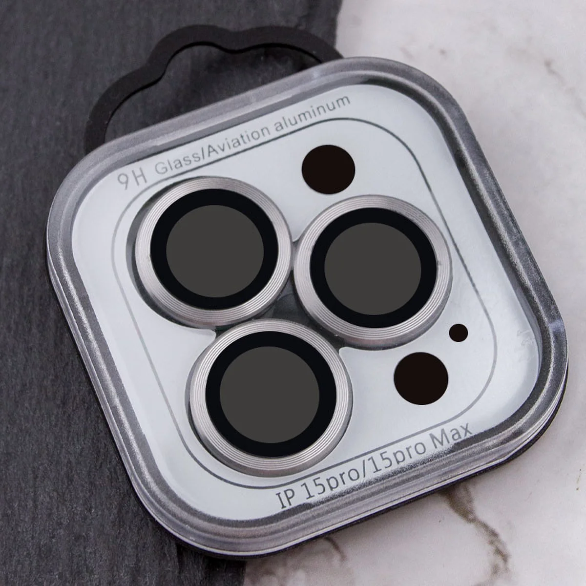 Захисне скло Metal Classic на камеру (в упак.) Apple iPhone 15 Pro (6.1") / 15 Pro Max (6.7") Сірий / Titanium Gray