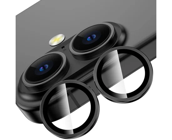 Защитное стекло Metal Classic на камеру (в упак.) для Apple iPhone 16 (6.1") / 16 Plus (6.7") Черный / Black