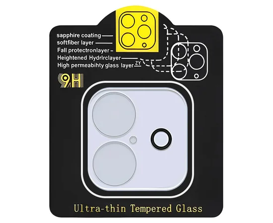 Защитное стекло на камеру Full Block (тех.пак) для Apple iPhone 16 (6.1") / 16 Plus (6.7") Прозрачный