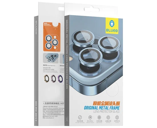 Захисне скло BlueO Metal на камеру для Apple iPhone 16 (6.1") / 16 Plus (6.7") Синій / Blue