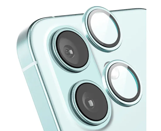 Защитное стекло Metal Classic на камеру (в упак.) для Apple iPhone 16 (6.1") / 16 Plus (6.7") Бирюзовый / Azure