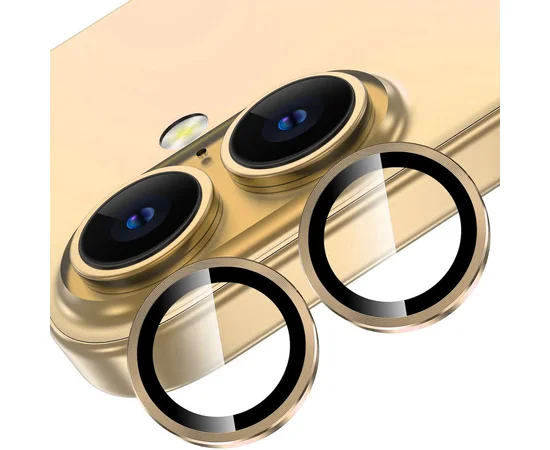 Захисне скло Metal Classic на камеру (в упак.) Apple iPhone 16 (6.1") / 16 Plus (6.7") Золотий / Gold