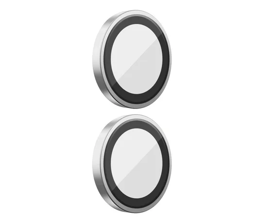 Защитное стекло BlueO Metal на камеру для Apple iPhone 16 (6.1") / 16 Plus (6.7") Серебряный / Silver