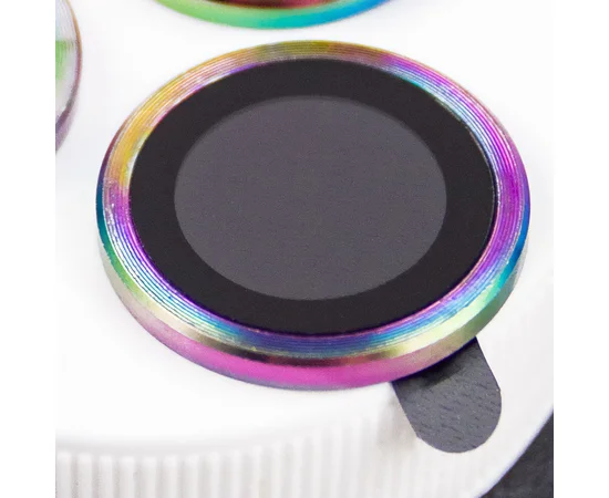 Захисне скло Metal Classic на камеру (в упак.) Apple iPhone 16 (6.1") / 16 Plus (6.7") Бузковий / Rainbow