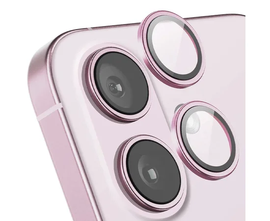 Захисне скло Metal Classic на камеру (в упак.) Apple iPhone 16 (6.1") / 16 Plus (6.7") Рожевий / Pink