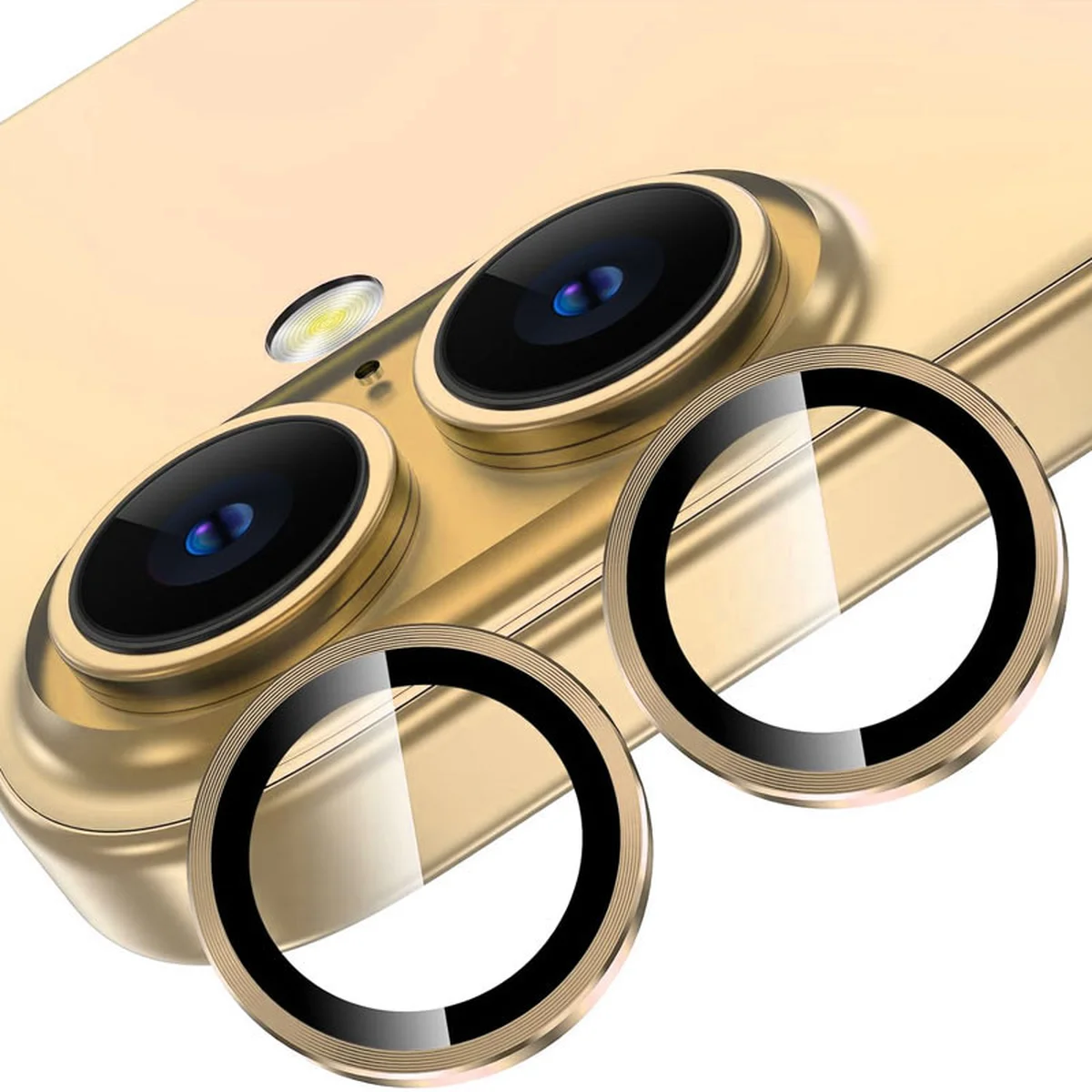 Захисне скло Metal Classic на камеру (в упак.) Apple iPhone 16 (6.1") / 16 Plus (6.7") Золотий / Gold