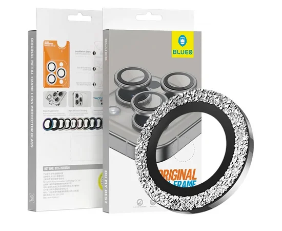 Захисне скло BlueO Metal на камеру для Apple iPhone 16 Pro/16 Pro Max/15 Pro/15 Pro Max Срібний/Silver Diamond