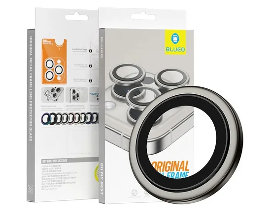 Захисне скло BlueO Metal на камеру для Apple iPhone 16 Pro/16 Pro Max/15 Pro/15 Pro Max Сірий/Natural Titanium