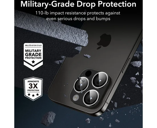 Защитное стекло Metal Classic на камеру (в упак.) для Apple iPhone 16 Pro (6.3") / 16 Pro Max (6.9") Серебряный / Silver