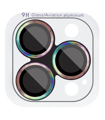 Захисне скло Metal Classic на камеру (в упак.) Apple iPhone 16 Pro (6.3") / 16 Pro Max (6.9") Бузковий / Rainbow