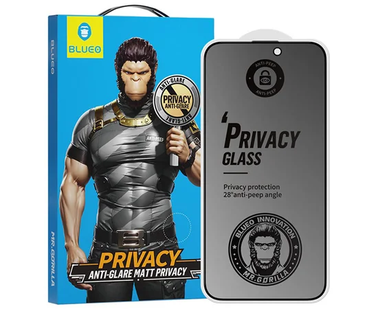 Защитное 2.5D стекло Blueo Full Cover Anti-Peep Matte для Apple iPhone 16 Pro (6.3") Черный