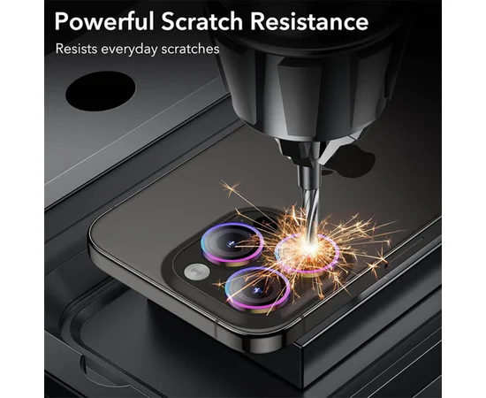 Защитное стекло Metal Classic на камеру (в упак.) для Apple iPhone 16 Pro (6.3") / 16 Pro Max (6.9") Сиреневый / Rainbow