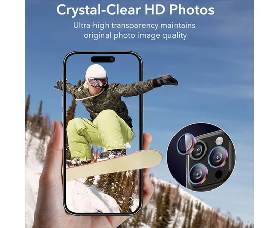 Защитное стекло Metal Classic на камеру (в упак.) для Apple iPhone 16 Pro (6.3") / 16 Pro Max (6.9") Сиреневый / Rainbow