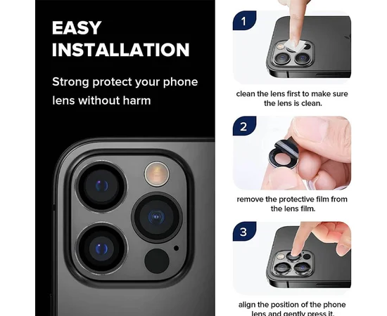 Захисне скло Metal Classic на камеру (в упак.) Apple iPhone 16 Pro (6.3") / 16 Pro Max (6.9") Чорний / Black