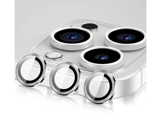 Защитное стекло Metal Classic на камеру (в упак.) для Apple iPhone 16 Pro (6.3") / 16 Pro Max (6.9") Серебряный / Silver