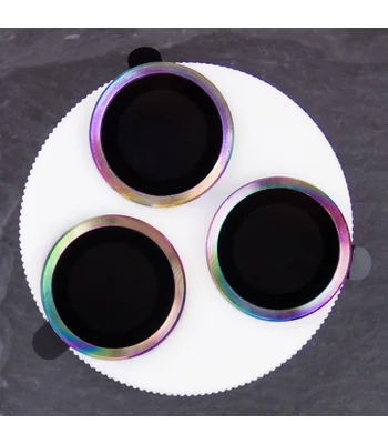 Захисне скло Metal Classic на камеру (в упак.) Apple iPhone 16 Pro (6.3") / 16 Pro Max (6.9") Бузковий / Rainbow