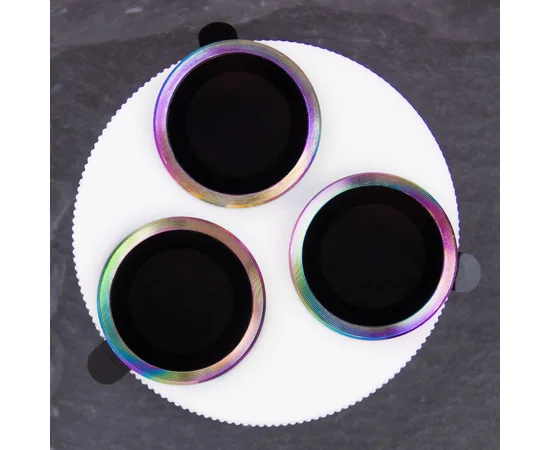 Защитное стекло Metal Classic на камеру (в упак.) для Apple iPhone 16 Pro (6.3") / 16 Pro Max (6.9") Сиреневый / Rainbow