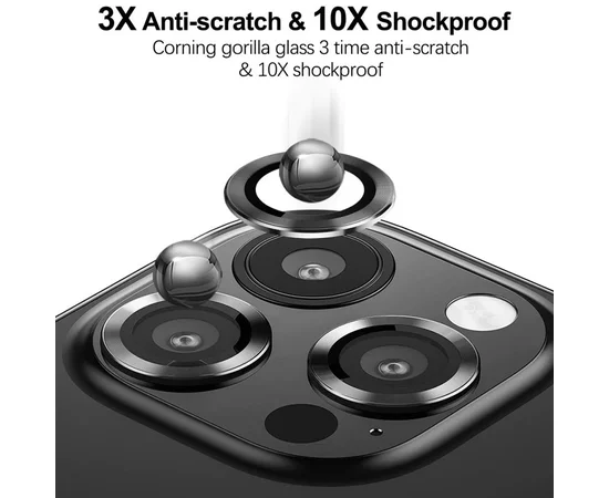 Захисне скло Metal Classic на камеру (в упак.) Apple iPhone 16 Pro (6.3") / 16 Pro Max (6.9") Чорний / Black