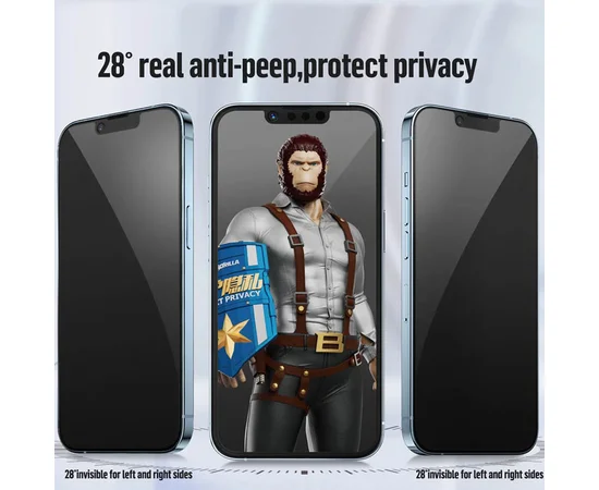 Захисне 2.5D скло Blueo Full Cover Anti-Peep для Apple iPhone 16 Pro (6.3") Чорний