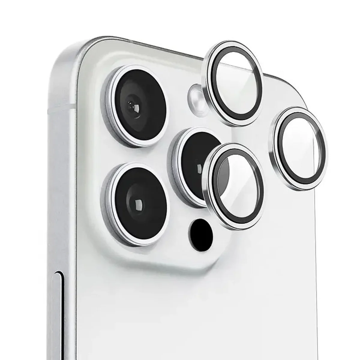 Захисне скло BlueO Metal на камеру для Apple iPhone 16 Pro/16 Pro Max/15 Pro/15 Pro Max Срібний/Silver