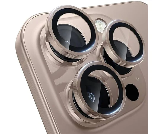 Захисне скло Metal Classic на камеру (в упак.) Apple iPhone 16 Pro (6.3") / 16 Pro Max (6.9") Золотий / Desert Gold
