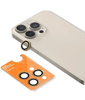 Защитное стекло BlueO Metal на камеру для Apple iPhone 16 Pro / 16 Pro Max / 15 Pro / 15 Pro Max Золотой / Gold Titanium