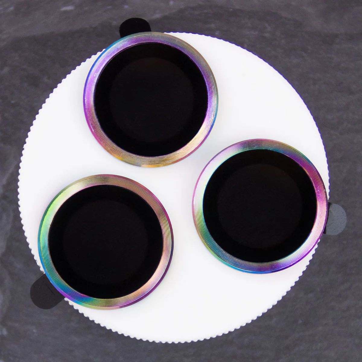 Захисне скло Metal Classic на камеру (в упак.) Apple iPhone 16 Pro (6.3") / 16 Pro Max (6.9") Бузковий / Rainbow