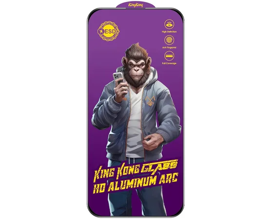 Защитное стекло 5D Anti-static Purple (тех.пак) для Apple iPhone 16 Pro Max (6.9") Черный