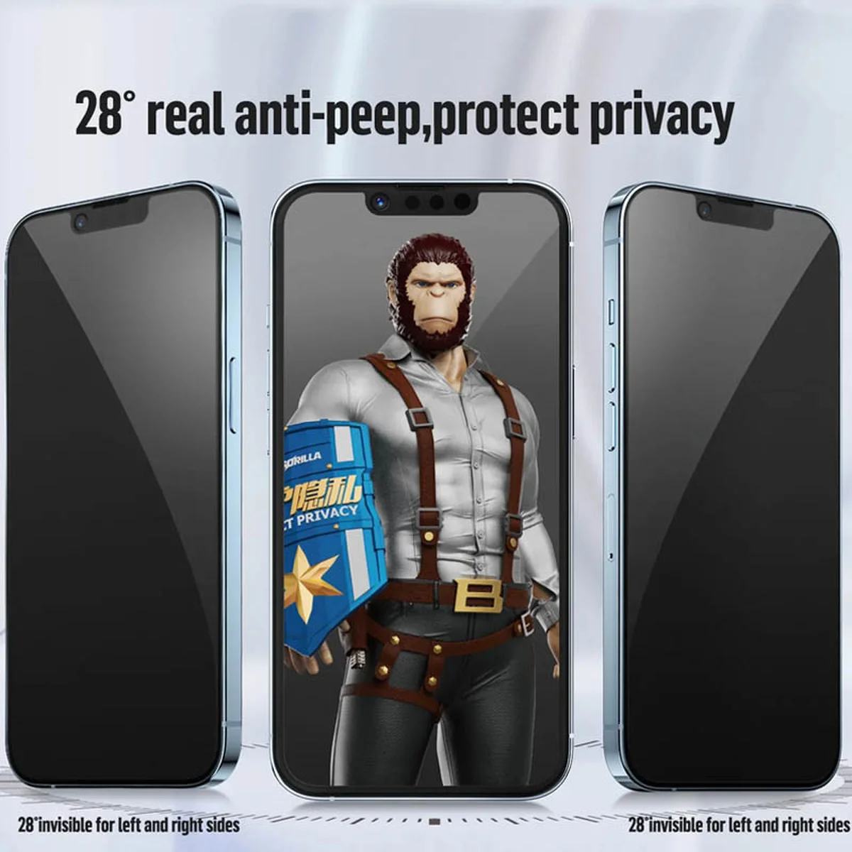 Защитное 2.5D стекло Blueo Full Cover Anti-Peep для Apple iPhone 16 Pro Max (6.9") Черный