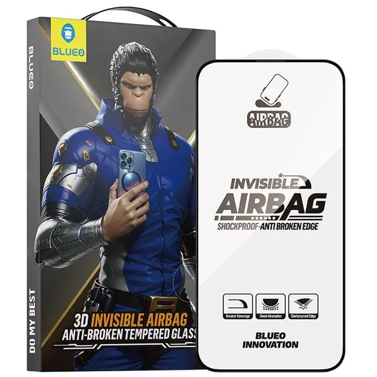 Защитное 3D стекло Blueo Invisible Airbag Anti-broken для Apple iPhone 17 Air (6.5") Черный